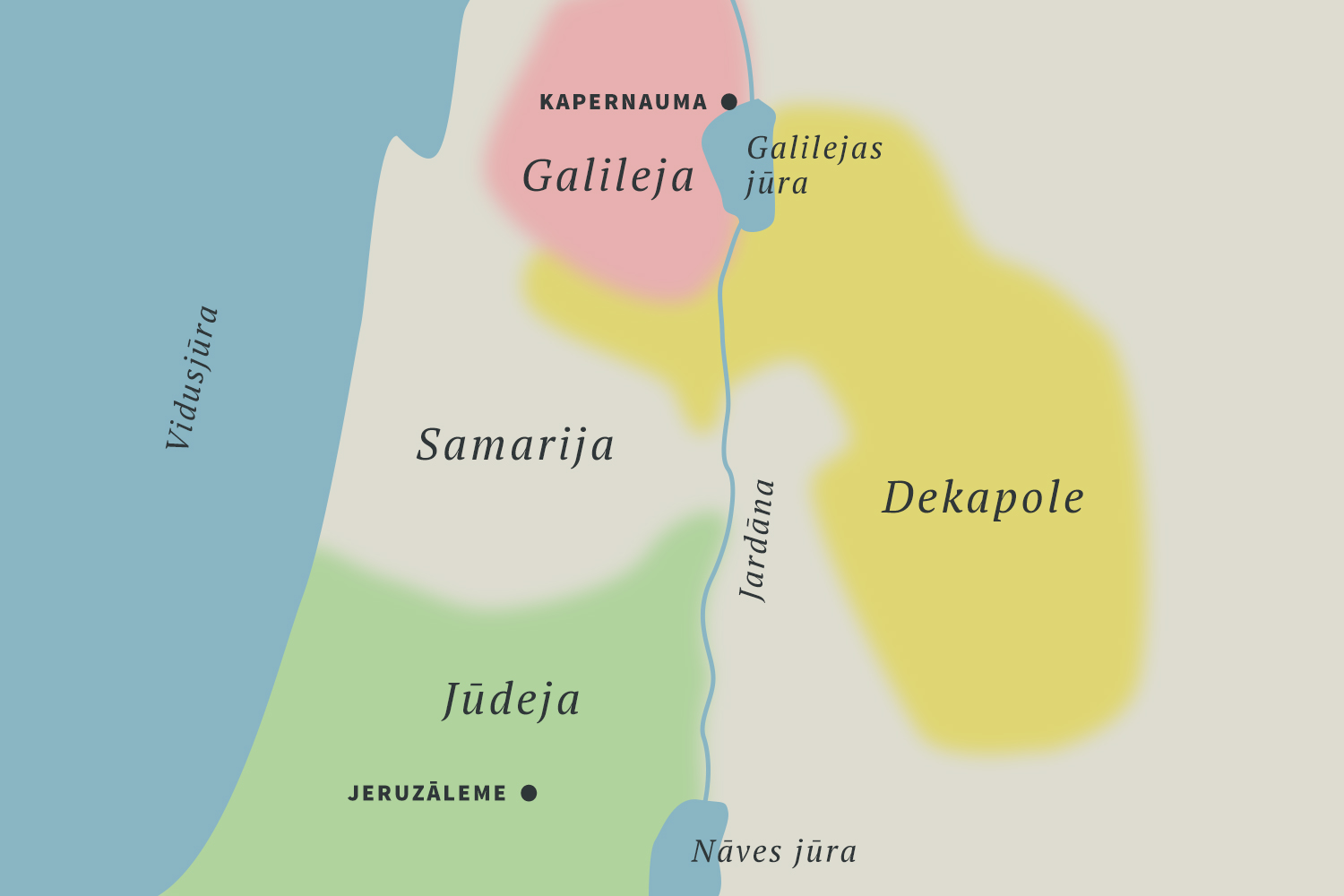 Izraēlas karte Jēzus misijas laikā